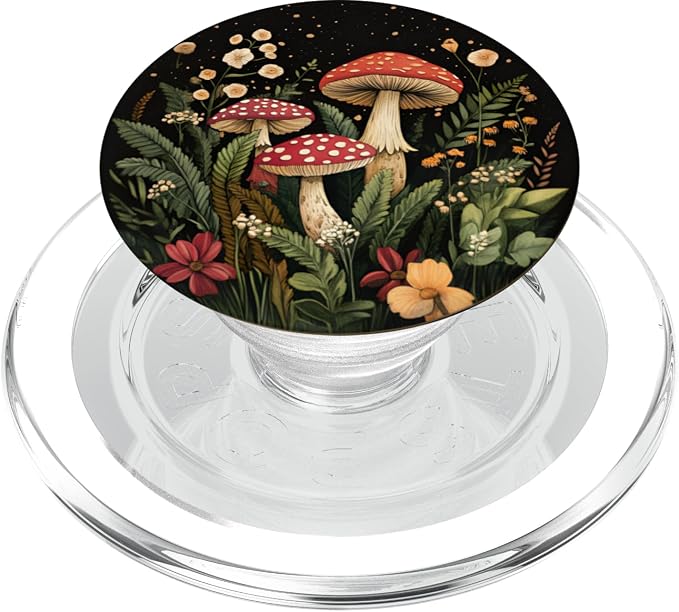 Mushroom PopSockets Adhesive PopGrip for Cell Phones - Black