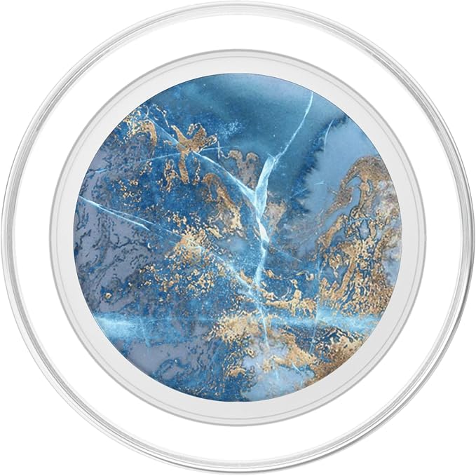Faux-Gold-Blue-Marble-Effect Blu-Marbled-Design PopSockets Adhesive PopGrip