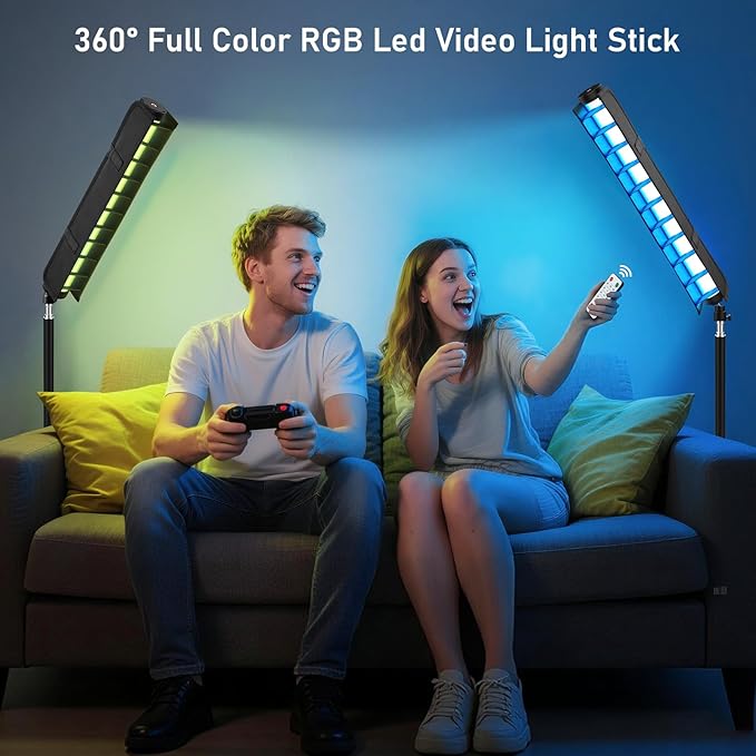 360° Full Color RGB Led Video Light Stick Wand, Unicucp 2600-9600K Photography Lighting 5000mAh Rechargeable, 21 Lights Effects for YouTube Video Recording/Studio Shooting/Live Streaming/Make up