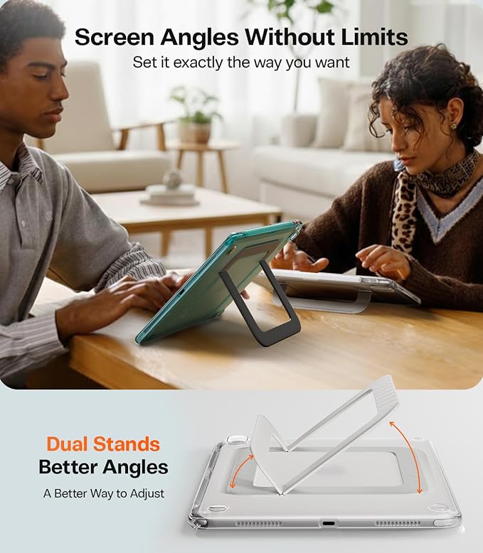TORRAS Ostand K3 Neo for iPad Air 11 Inch Case (M4 2026 M3 2025 M2 2024) Viewing Angles AdjustableUltra Stable Stand Shockproof Protective Slim Kickstand Case with Pencil Holder Glacier Sprint