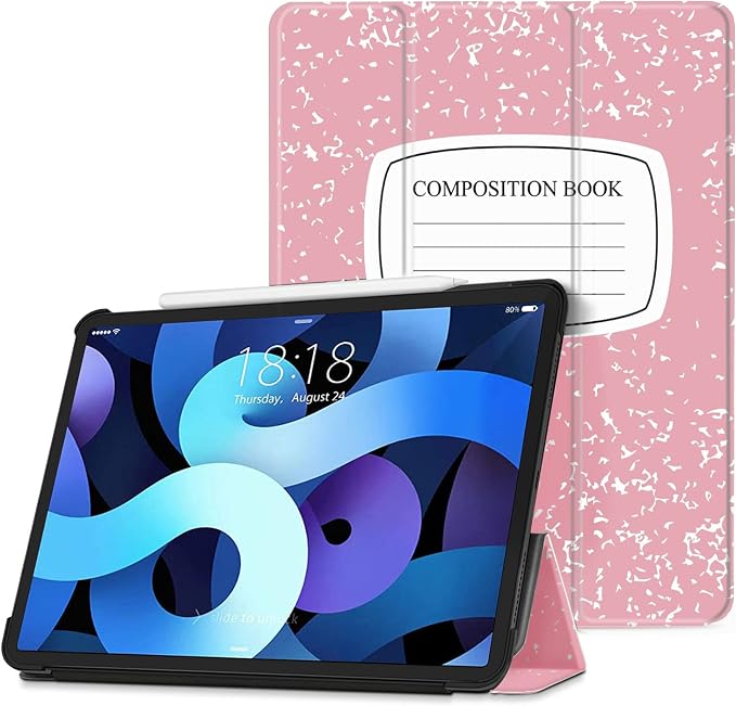 TNP Cover Case for iPad Air 11 Inch M2 6th 2024 5th 4th Generation(2022 2020) - 10.9 Almond Blossom Case with Pencil Holder for 2nd Gen Apple Pencil - Protective Cover with Trifold Stand