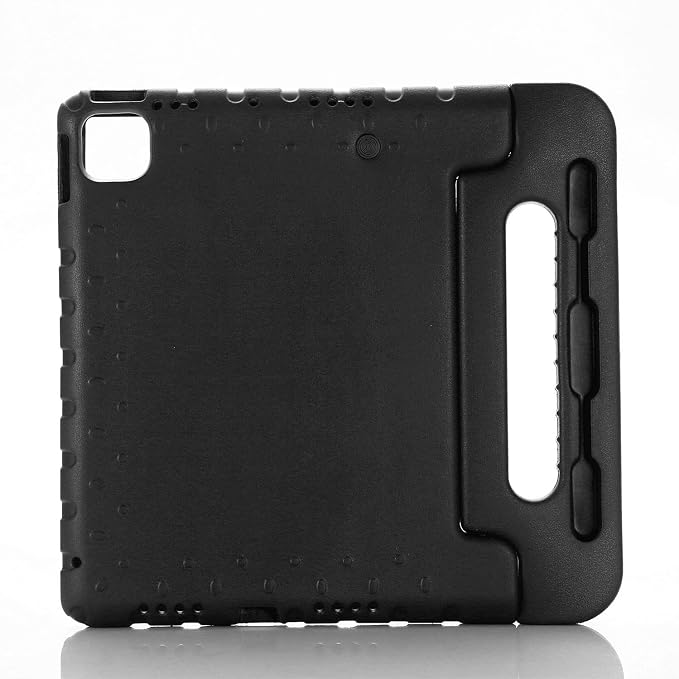 Kids Case for iPad Pro 11 M5/M4 &amp iPad Air 11 (2026/2025/2024) Shockproof Case with Pencil Holder Techcircle Light EVA Foam Handle Stand Bumper Protective Child Friendly Drop Proof Cover Black