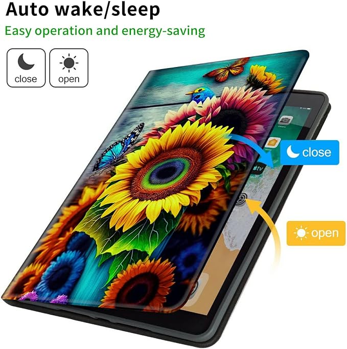 Case for Samsung Galaxy Tab A9 Plus 2023/A11 Plus 2025 11 inch Lightweight Protective PU Leather Smart Stand Cover with Auto Wake Sleep Tablet Case Cover - American Flag &amp Fish