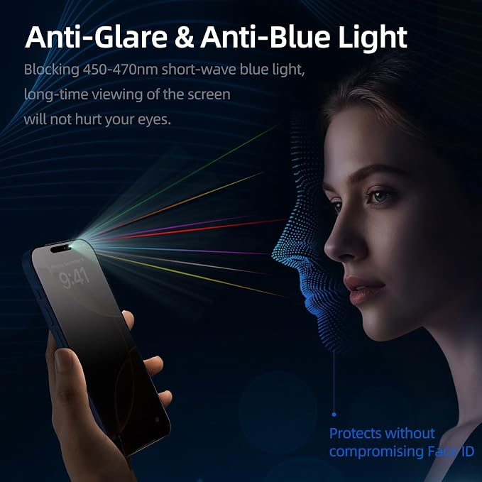 2-Pack Matte Anti-Glare Privacy Screen Protector for iPhone | Dust-Install Design | Anti-Spy Tempered Glass | Blue Light Blocking | HD Clear &amp Scratch Resistant (iPhone 17 Pro Max)