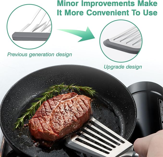 Lebabo Silicone Fish Spatula, Flexible Slotted Turner for Nonstick Cookware