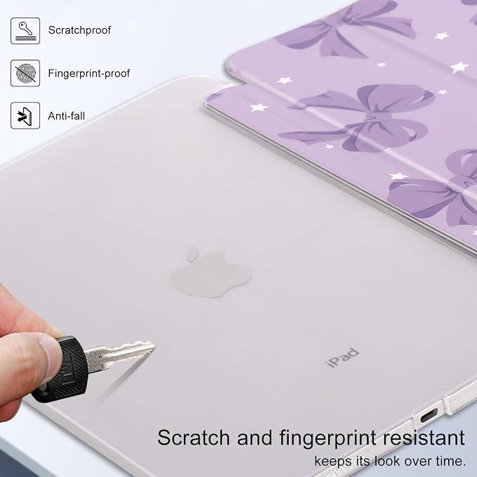 case for ipad 11th Generation11 Inch 2025 (A16 Chip) &amp 10th Gen 10.9 Inch 2022 - Slim Scratch-Resistant Hard PC Translucent Back Shell Smart Cover Wake/Sleep FunctionBlack Bow