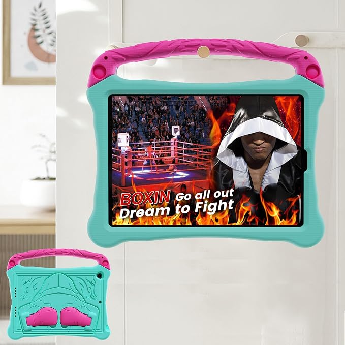 Dteck for iPad Air 3rd Gen (2019) / iPad Pro (2017) Case 10.5 Shockproof Protective Case with Kickstand Hard Plastic Shell 3-Layer Protection Drop Proof Sturdy Rugged Tablet Cover (Aqua+Rose)