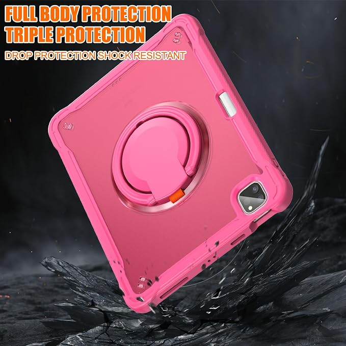 Batianda HaloCarry Case for iPad Pro 11 inch 2025 M5 2024 M4 Lavender Grey | Lightweight Dual-Layer Rugged Case with 360° Rotating Carry Ring Handle Stand and Pencil Holder Reinforced Corner Defen