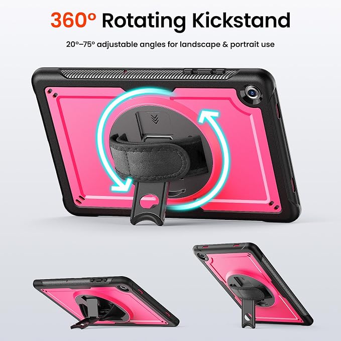 KAIJIAbox Case for Samsung Galaxy Tab A11+ Plus/Tab A9+ Plus 5G 11 Inch | 7 in 1 Protection: Screen Protector Pen Holder 360° Stand Hand Strap Shoulder Strap Drop-Proof Lightweight-Clear