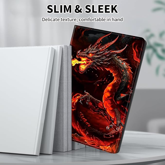 Case for Microsoft Surface Pro 11/10 / 9 13 InchPU Leather Cute Slim Folio Adjustable Stand Cover Case for Surface Pro 11th Edition AIArt Red Dragonfly