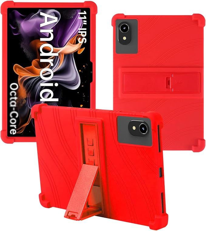 Case for ApoloMedia EP1095T 11 Tablet 2025 Android 15，WUNIAK Shock Proof Lightweight Stand Rubber Shell Protective CoverKids Friendly Soft Silicone Adjustable Stand CoverBlack