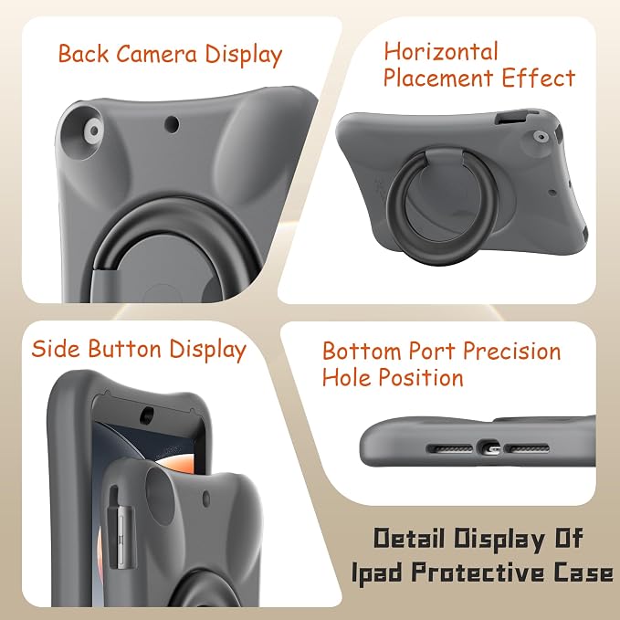 Pepkoo Case for iPad 9.7 Inch 5th/6th Gen &amp Air/Air 2 Shockproof Cover | EVA Shockproof Design with Adjustable Stand. Full-Body Coverage for Study Reading and Daily Use with Flexible Bracket.