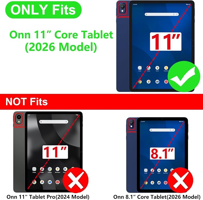 Case for Onn 11 Inch Core Tablet(2026 Model)Black | for Onn 11 Tablet Case 2026Multi-Angle StandElastic Pencil LoopSecure Closurewith Hand Strap Cover