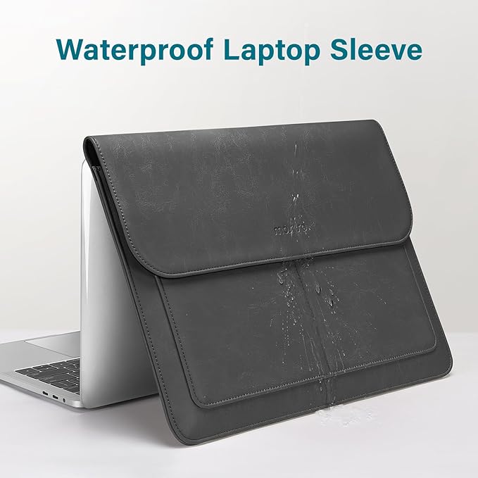MOSISO Laptop Case 13 inch, 13 inch Laptop Sleeve Compatible with MacBook Air M4 M3 M2 M1 2025-2018 / Pro M2 M1 2025-2016, PU Leather Flap Carrying Case with Stand&Small Pouch, Slate Gray
