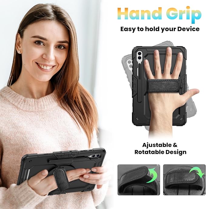 Case for Tab S10+ 2024/ S9+ Plus 12.4 inch | Heavy Duty Shockproof Cover for S9 FE+ Plus 5G with Screen Protector Pen Holder Stand Shoulder Strap