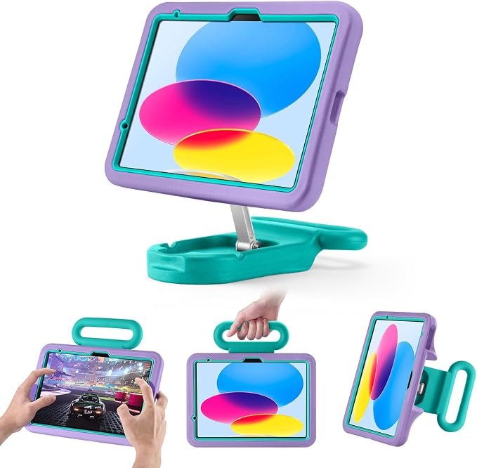 Kids Case for iPad (A16) 11th/10th Gen 10.9'' 2025/2022Adjustable Portrait/Landscape Stand/Drop Proof with HandleChild Friendly Case for iPad Air 11 (M4/M3/M2) 2026/2025/2024 (BlackBlue)