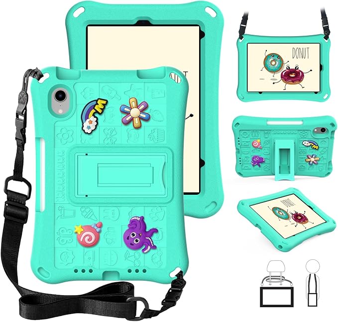 Case for iPad 10.2 Inch 2021/2020/2019/ iPad Pro 10.5 Inch/Air 3rd Gen (2019) Shoulder Strap Kickstand Children Friendly Anti-Scratch Shockproof Case Lightpurple