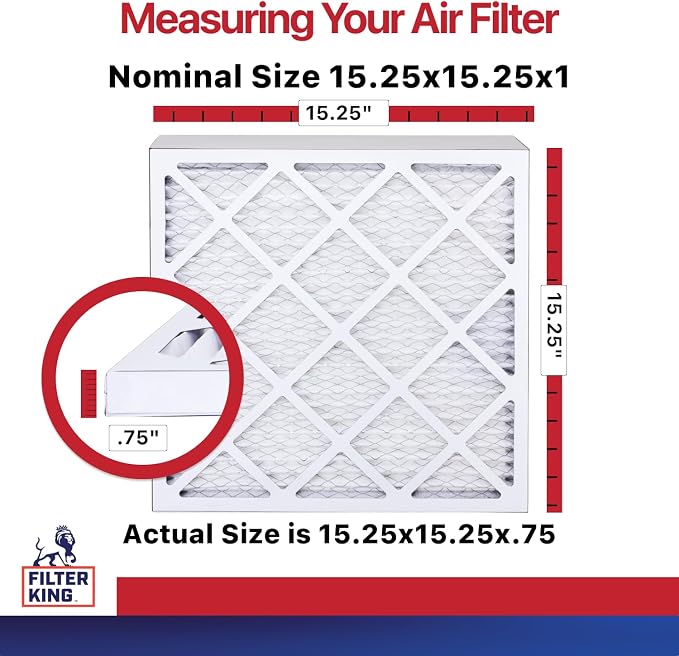 Filter King 15.25x15.25x1 Air Filter | 6-PACK | MERV 11 HVAC Pleated A/C