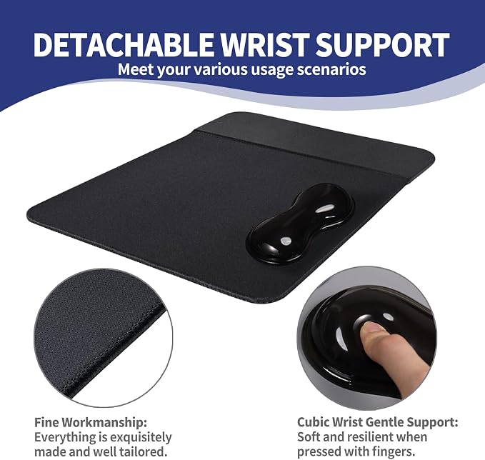 Portable Mouse Pad (8.66x11.8) with 15W Wireless Charging and Gel Wrist Rest - Foldable Travel Desk Mat Compatible with iPhone/Samsung