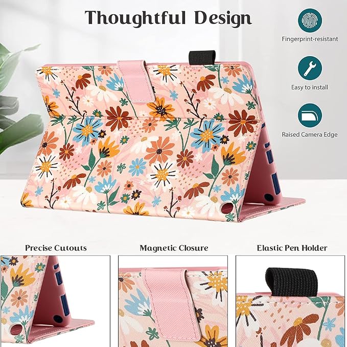 Case for Kindle Fire HD 10 &amp Fire HD 10 Plus 13th/11th Generation 2023 2021 | Synthetic Leather Flip Folio Stand Cover with Auto Wake/Sleep for Kindle Fire HD 10 &amp Fire HD 10 Plus Beach