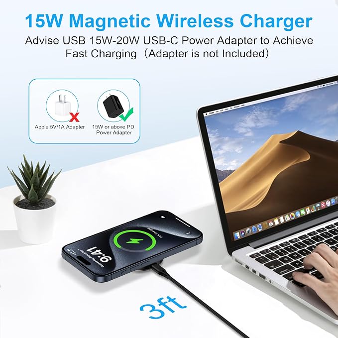 Magnetic Charger Wireless Fast Charging Pad 15W Magsafe Wireless Charger Stand 2Pack for Samsung Galaxy S25 FE S25 Ultra Z Flip7/Fold7 6 S25 Edge S24 Plus S23 FE S22Pixel 10 9aiPhone 17 Pro Max 16e