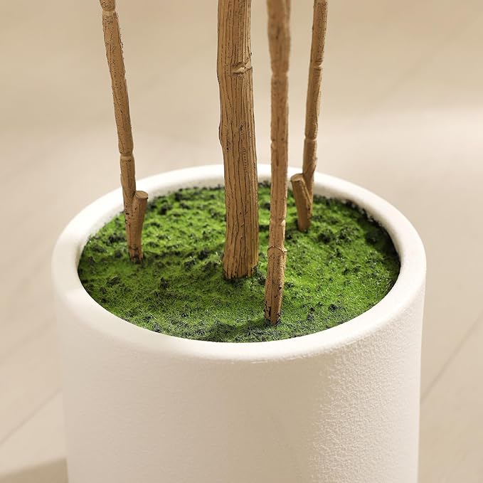 Artificial Eucalyptus Tree，4FT UV Resistant Fake Outdoor Plants,Artificial Plants Indoor with White Planter,Silk Leaves,Faux Tree for Home Decor Floor Porch Liveing Room