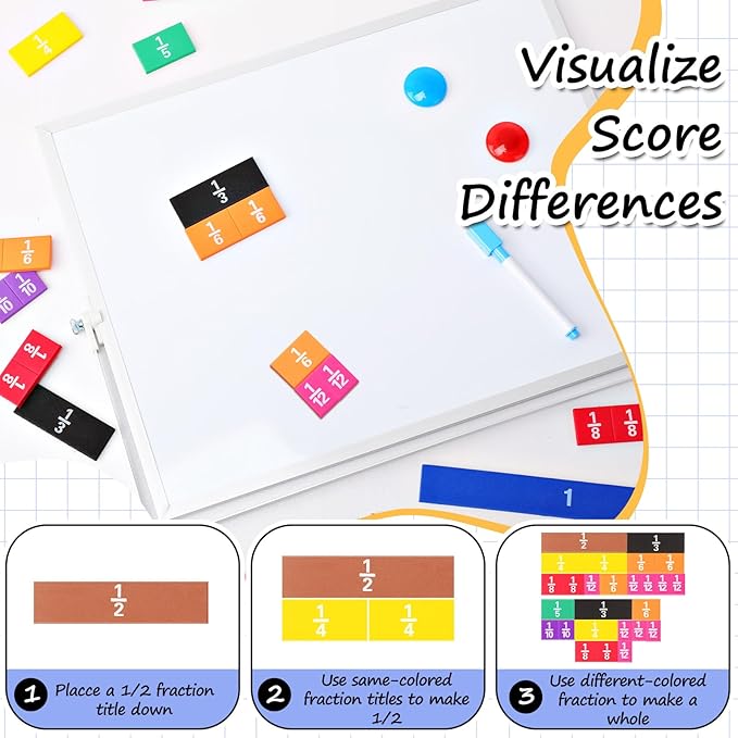 10 Sets Fraction Set for Math Classroom Fractions Manipulatives Math Manipulatives for Home School Supplies (Tiles)