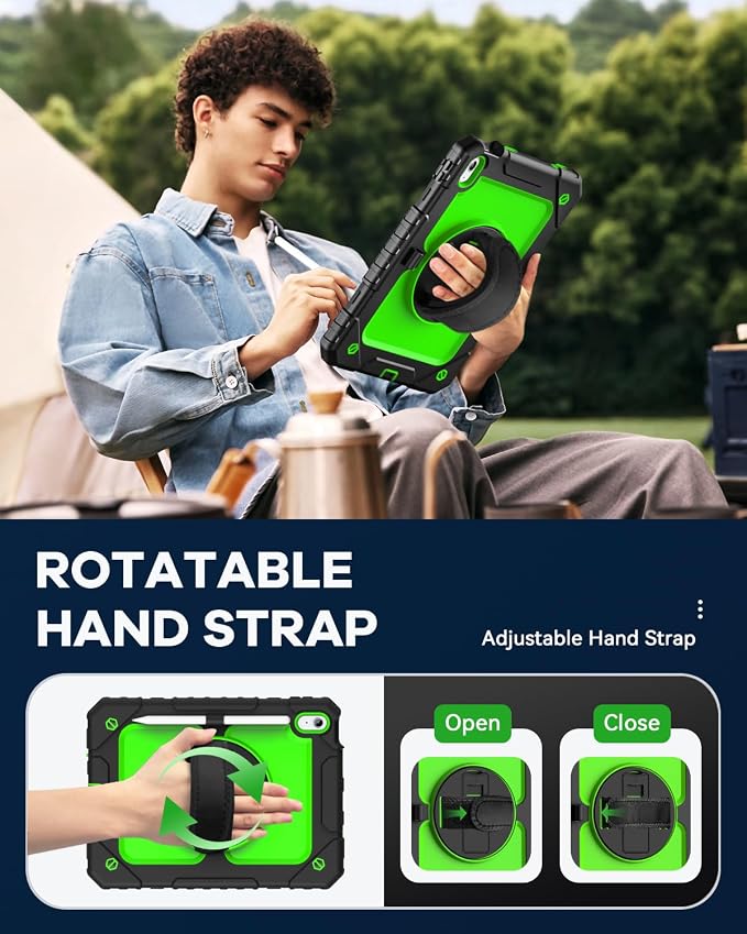 Cantis Case for iPad 9th/8th/7th Generation with Screen Protector iPad 10.2 Case 2021/2020/2019 with 360 Degree Rotating Stand/Shoulder Strap/Pencil Holder Alpine Green