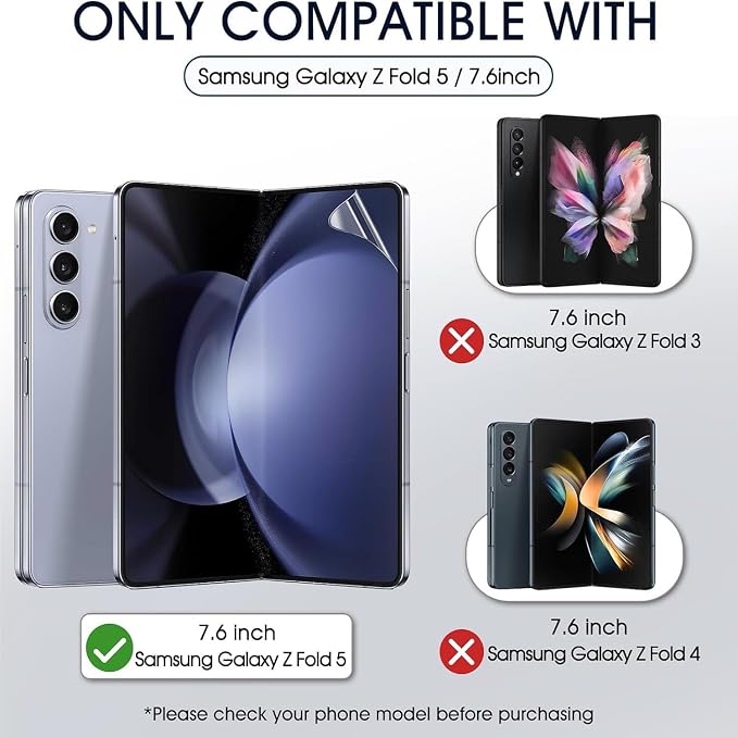 2 Sets Screen Protector for Samsung Galaxy Z Fold 4 7.6 High Definition Clear Soft TPU Screen Protector 2 Front + 2 Inner Flexible Film Hydrogel Self-Healing Bubble-Free