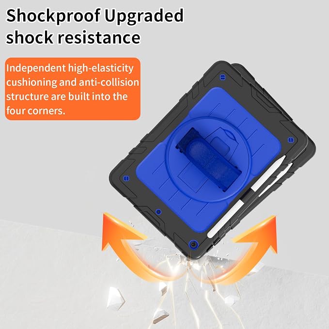 Case for iPad 9th/8th/7th Generation10.2 Shockproof 360 Rotating Stand Shoulder Hand Strap with Pencil Holder for iPad 10.2 inch 2021/2020/2019 Case (Black)