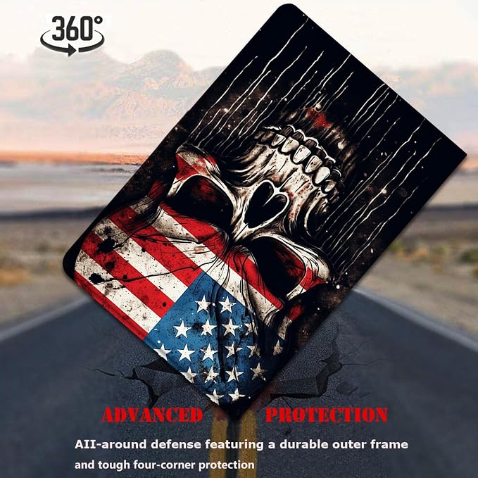 Case for Samsung Galaxy Tab A9 Plus 11 2023 Multi-Viewing Angles with Automatic Sleep/Wake Function for Samsung Galaxy A9+Tablet (SM-X210/X216/X218) American Flag Wolf