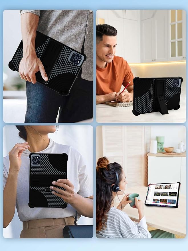 Case for TABWEE T90/W90 TabletNOUKAJU Tablet Protection Case(with Pen)Adjustable BracketSoft SiliconeSilicone Protection Cover for TABWEE T90 Tablet 11inch(Black)