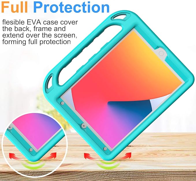 BMOUO Kids Case for iPad 9th/8th/7th Generation (iPad 10.2 Inch 2021/2020/2019) with Built-in Screen Protector Durable Shockproof Handle Stand iPad 9th 8th 7th Generation Case for Kids Black