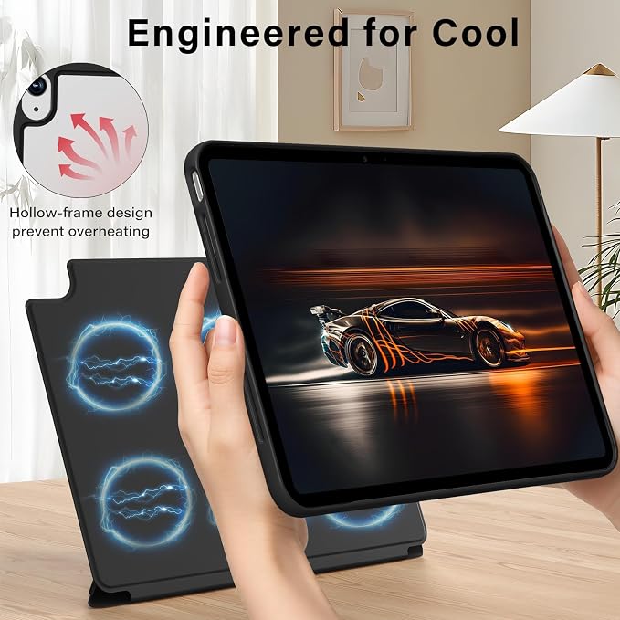 JKSML for iPad (A16) 11th Generation Case 11 Inch 2025/iPad 10th Generation Case 10.9 Inch 2022 with Pencil Holder Bumper Frame Only [No Back Cover] Lightweight &amp Cooling Cover for Gaming Black