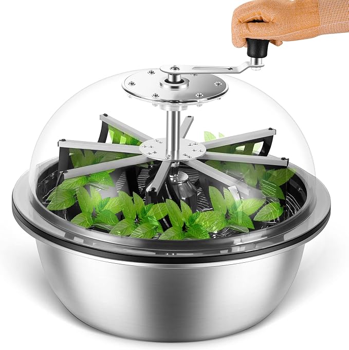 MELONFARM 13 inch Leaf Bowl Trimmer, Bowl Trimmer with Switchable Stainless Steel Blades & Clear Visibility Dome, Hand Twist Spin Cutting Bud Trimmer for Buds, Flowers, Hydroponics Plants
