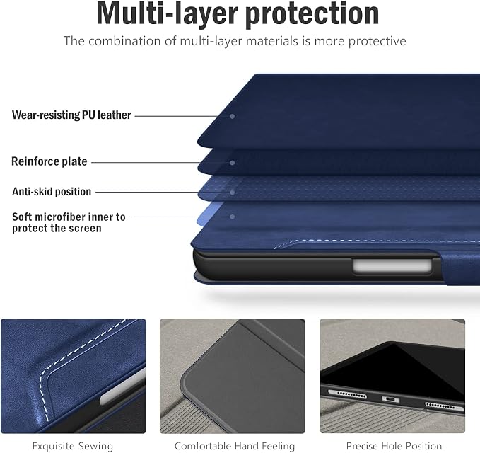 Antbox Case for iPad Pro 12.9'' 6th/5th/4th/3rd Generation Black | Built-in Pencil Holder Auto Sleep/Wake Function PU Leather