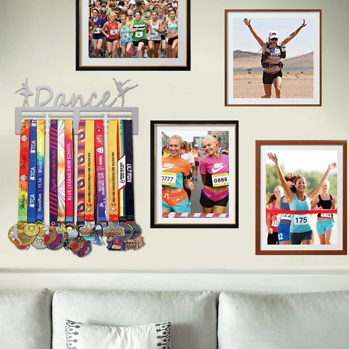 Resama Medal Holder Dance Dancer Medal Holder Display Hanger Rack Frame Shelf-Medal Hanger Awards Ribbon Dance Soccer,Gymnastics,Holder Display Rack for 60 Medals Silver