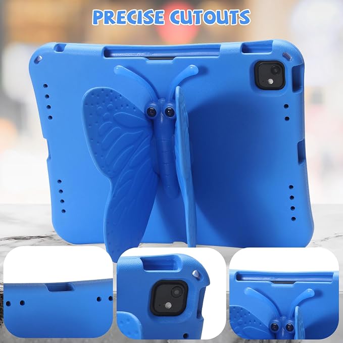 Kids Case for iPad Air 13 (2026/2025/2024) M4/M3/M2 &amp iPad Pro 13 2024 &amp iPad Pro 12.9 Cover 6th/5th/4th/3rd Gen (2022/2021/2020/2018) DIY Figures EVA Rubber Handle Stand Shockproof Bumper