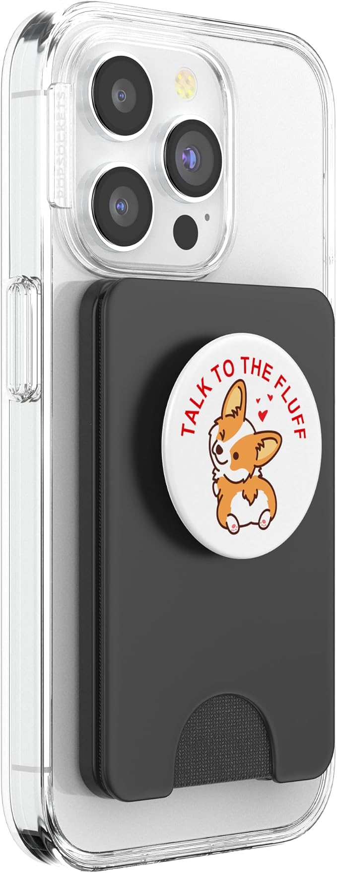 Talk to The Fluff Cute Corgi Dog Butt Funny White Puppy Love PopSockets Adhesive PopGrip