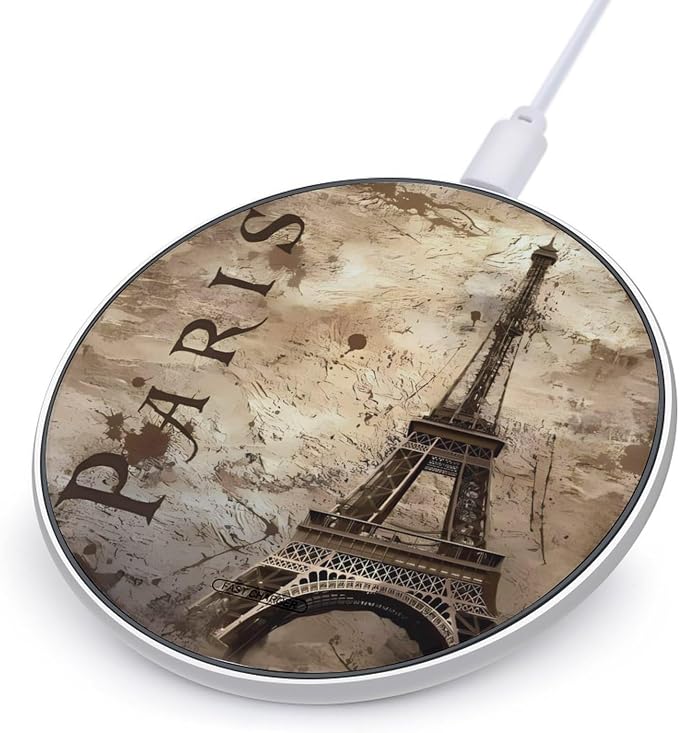Paris Eiffel Tower Wireless Charger Portable 10W Fast Wireless Charging Pad Compatible with Phone Ultra-Thin Charging Station Lightweight Charger Mat for Travel Home Office Desk