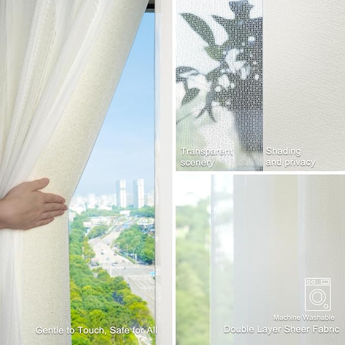 Blindify Motorized Sheer Vertical Blinds, Light Filtering Smart Rechargeable Vertical Window Blinds for Sliding Glass Door Customize(Linen Beige)