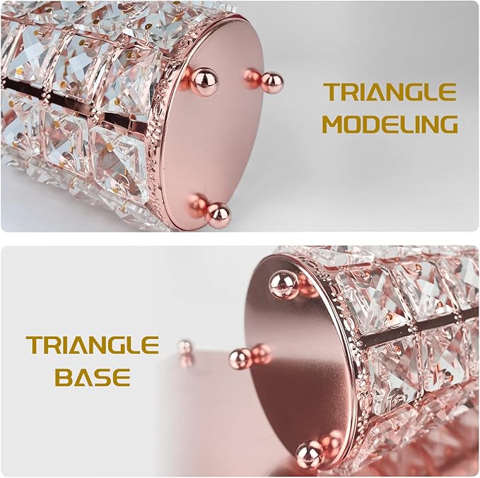 XB'ANG Flower Pattern Makeup Brush Holder Organizer Crystal Cosmetic Cup Eyeliners Eyebrow Pencil Storage Box Container Vanity Decor Accessories (Rose Gold)