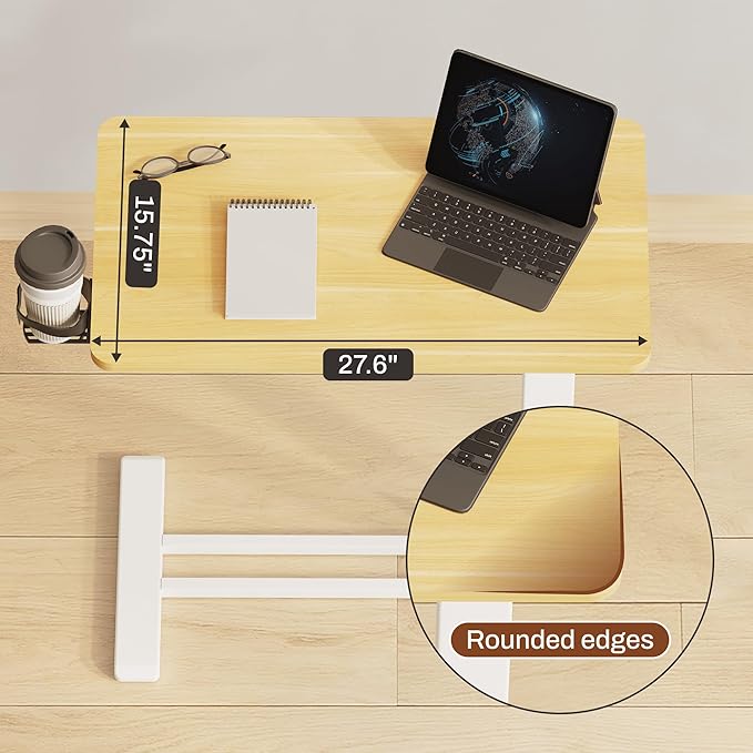 FLEXISPOT Mobile Standing Desk with Wheels Pneumatic Laptop Desk Rolling Computer Cart Movable Height Adjustable Small Sit Stand Desk Computer Workstations Home Use(31.5" W x 17.7" D, Maple)