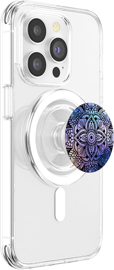 Trendy Purple Teal Flower Mandala Design Background PopSockets PopGrip: Swappable Grip for Phones &amp Tablets