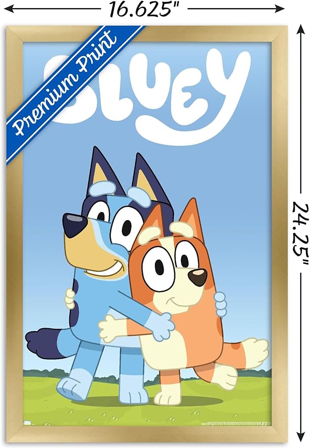 Bluey - Hug Wall Poster, 22.4L" x 14.7W", Gold Framed Version