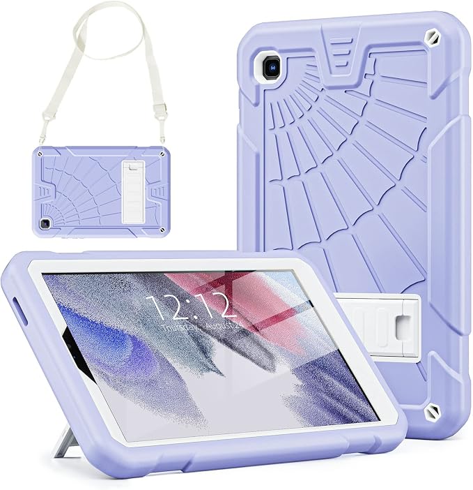 TSQQST Samsung Galaxy Tab A7 Lite Case 8.7 Inch 2021 for Kids | SM-T220/T225/T227 Full Body Protective Shockproof Rugged with Stand+Shoulder Strap Black