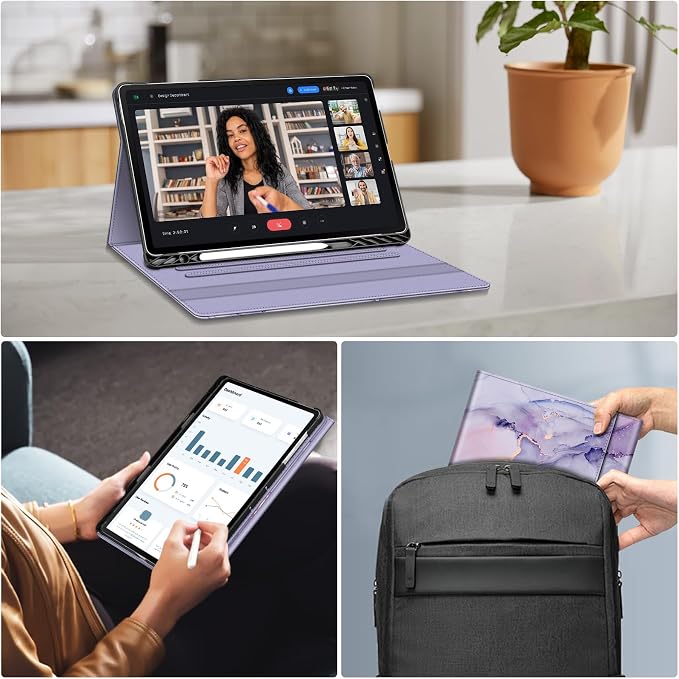 Fintie Portfolio Case for Samsung Galaxy Tab S10 FE Plus 13.1'' 2025 Black | Model (SM-X620/X626) Multiple Angles Business Cover with Pocket Built-in S Pen Holder