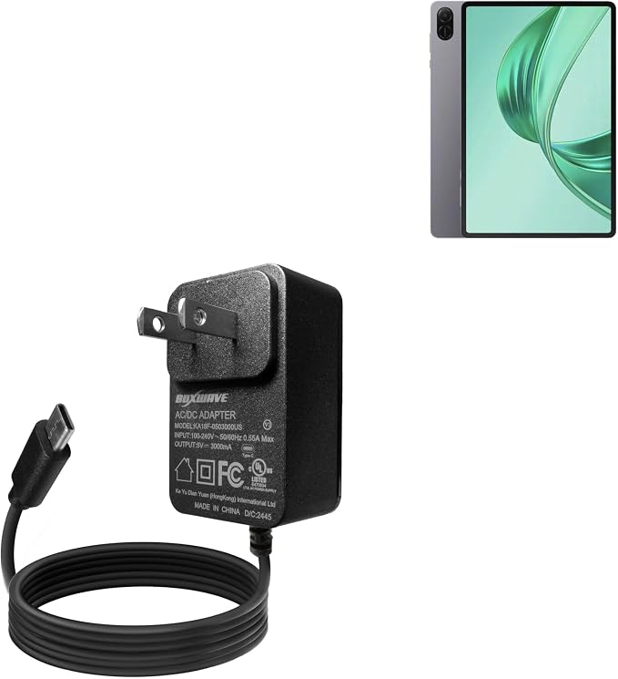 BoxWave Charger Compatible with Honor Pad X8a - Wall Charger Direct (15W) Rapid Charge Your Device with Built-in 3ft Cable