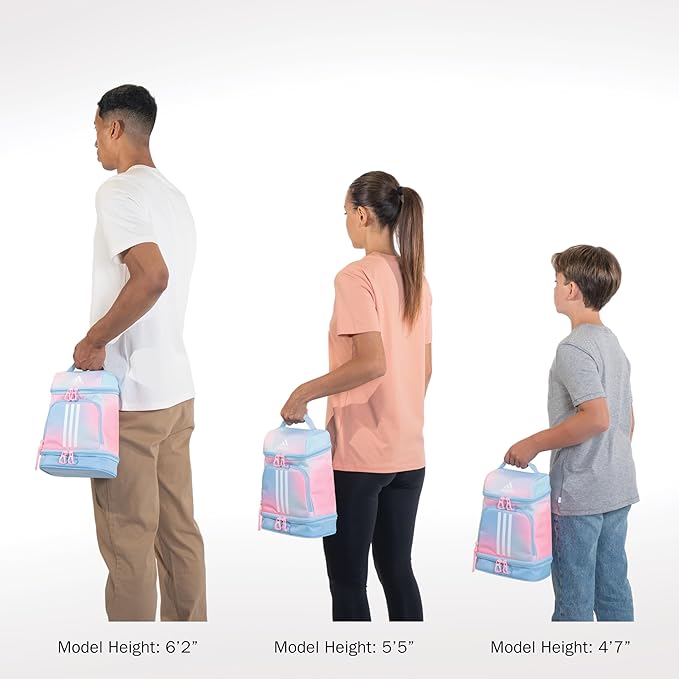 adidas Excel Insulated Lunch Bag, Cooler with Zipper, Pocket for Ice Pack, and Clip, Temperature Control Insulation