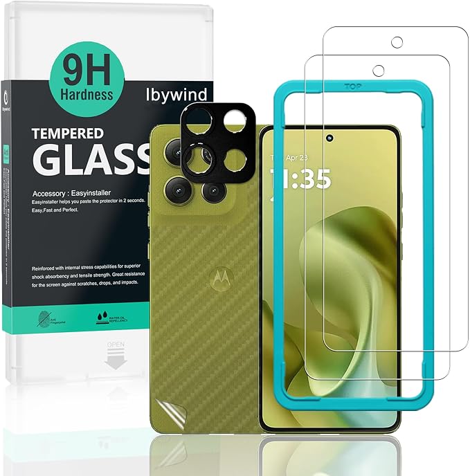 Ibywind for Motorola Moto G86/G86 Power 5G Screen Protector2 Pack9H Hardness Tempered Glass and Camera Lens Protectorwith Alignment FrameFull CoverageBubble FreeFingerprint Unlock